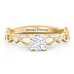Modern Diamond Twisted Band Ring with Accents in 10K Solid Yellow Gold with 04DIAM-RD-0.50-I1-H-VG and Diamond