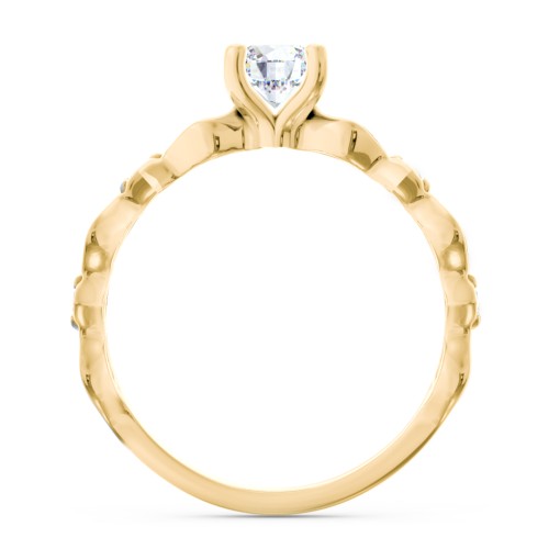Modern Diamond Twisted Band Ring with Accents – 10K Yellow Gold with Diamond