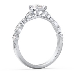 Vintage Diamond Ring with Milgrain Leaves and Accents