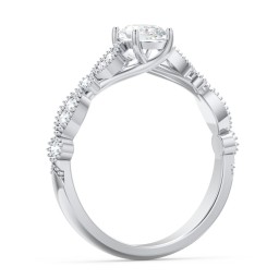 Vintage Diamond Ring with Milgrain Leaves and Accents