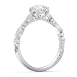 Vintage Diamond Ring with Milgrain Leaves and Accents