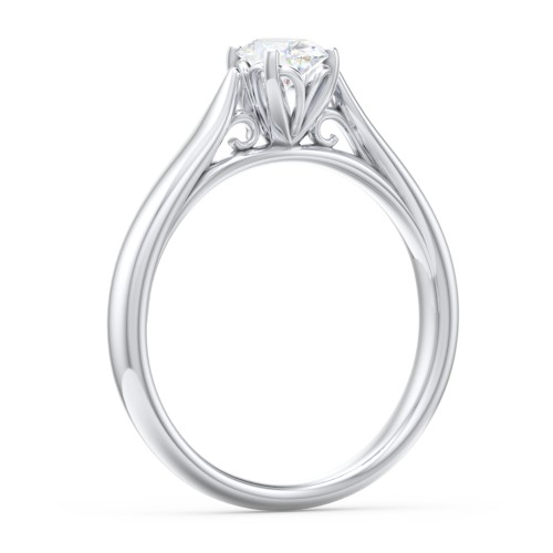 Classic Solitaire Engagement Ring with Cathedral Setting – 14K White Gold