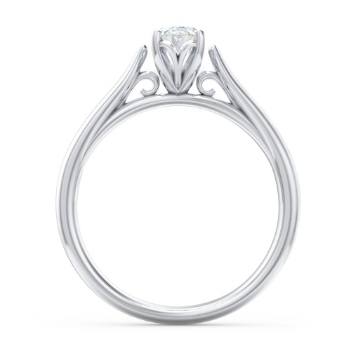 Classic Solitaire Engagement Ring with Cathedral Setting – 14K White Gold