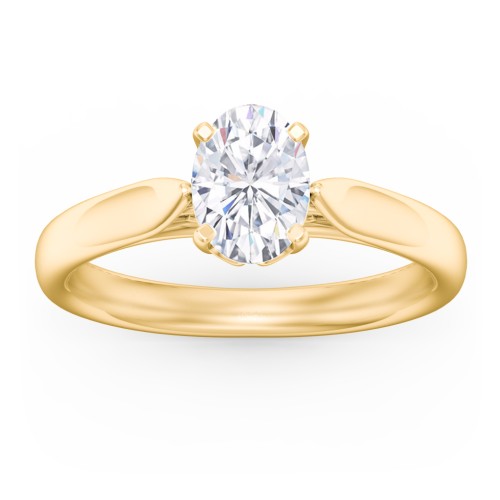 Classic Solitaire Engagement Ring with Cathedral Setting – 10K Yellow Gold