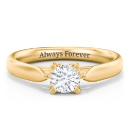 Classic Solitaire Engagement Ring with Cathedral Setting in 10K Solid Yellow Gold with 04LABDIAM-RD-0.50-VS2-F-VG