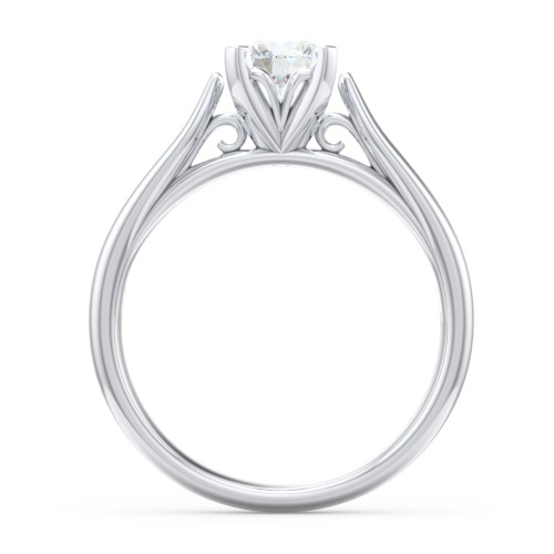 Classic Solitaire Engagement Ring with Cathedral Setting – 14K White Gold