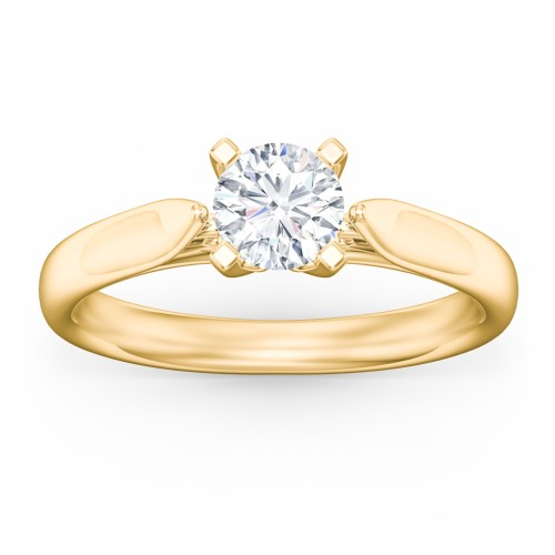 Classic Solitaire Engagement Ring with Cathedral Setting – 10K Yellow Gold
