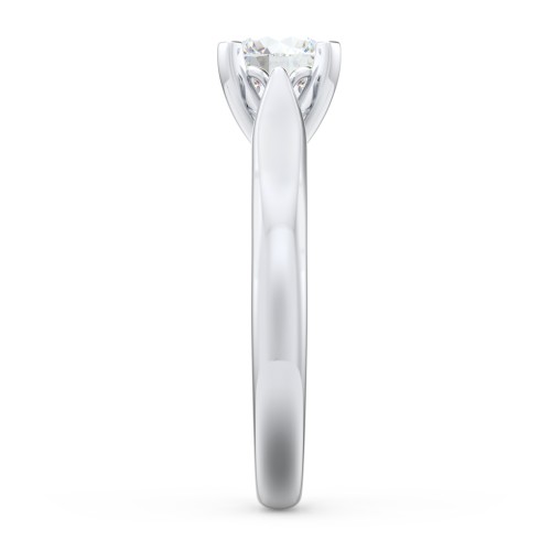 Classic Solitaire Engagement Ring with Cathedral Setting – 14K White Gold