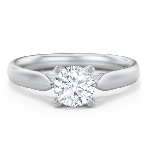 Classic Solitaire Engagement Ring with Cathedral Setting – 14K White Gold