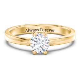 Classic 6-Prong Solitaire Diamond Engagement Ring in 10K Solid Yellow Gold with 04LABDIAM-RD-0.70-SI1-F-VG