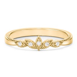 Vintage Leaf and Vine Band with Milgrain in 10K Solid Yellow Gold