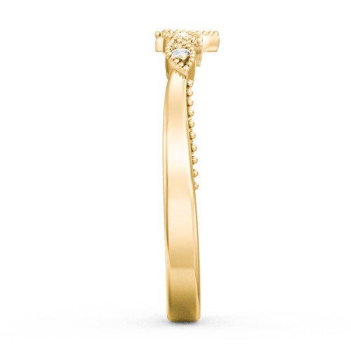 Vintage Leaf and Vine Band with Milgrain – 10K Yellow Gold with Lab Diamond
