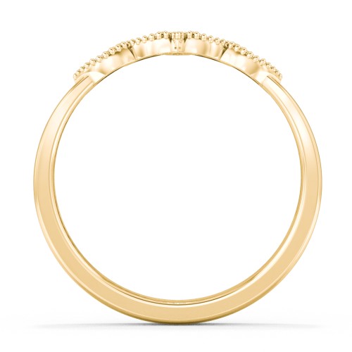 Vintage Leaf and Vine Band with Milgrain – 10K Yellow Gold with Lab Diamond