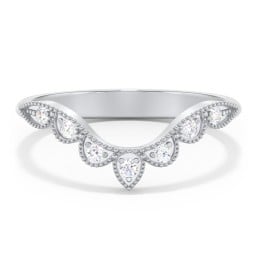Vintage Curved Leaf Band with Diamond Accents