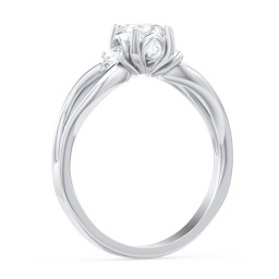 3 Stone Diamond Engagement Ring with Split Shank and Peek-A-Boo Accents