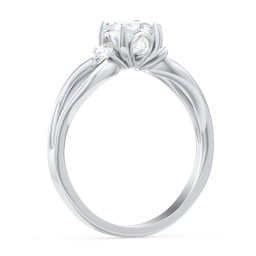 3 Stone Diamond Engagement Ring with Split Shank and Peek-A-Boo Accents