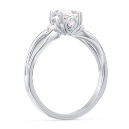 3 Stone Diamond Engagement Ring with Split Shank and Peek-A-Boo Accents