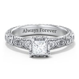Diamond Solitaire Ring with Pierced Hollow Band