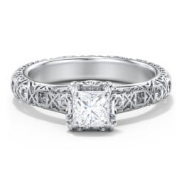 Diamond Solitaire Ring with Pierced Hollow Band