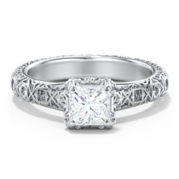 Diamond Solitaire Ring with Pierced Hollow Band
