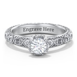 Diamond Solitaire Ring with Pierced Hollow Band