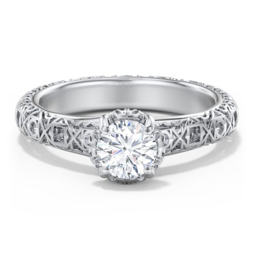 Diamond Solitaire Ring with Pierced Hollow Band