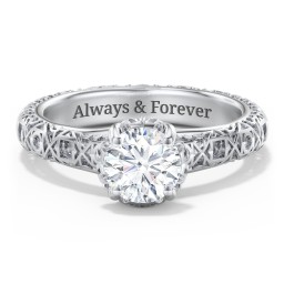 Diamond Solitaire Ring with Pierced Hollow Band