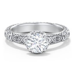 Diamond Solitaire Ring with Pierced Hollow Band
