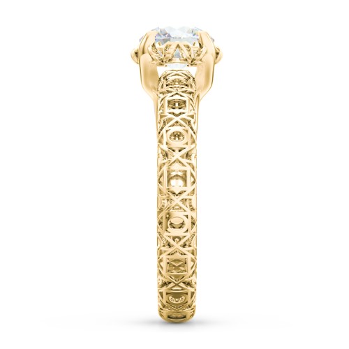 Diamond Solitaire Ring with Pierced Hollow Band