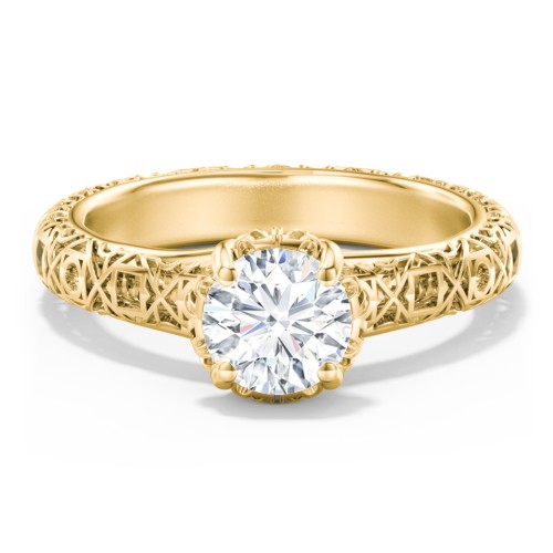 Diamond Solitaire Ring with Pierced Hollow Band