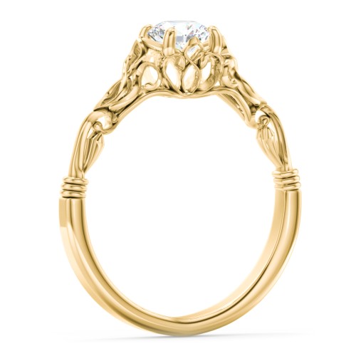 Vintage Solitaire Engagement Ring with Filigree and Infinity Designs – 10K Yellow Gold