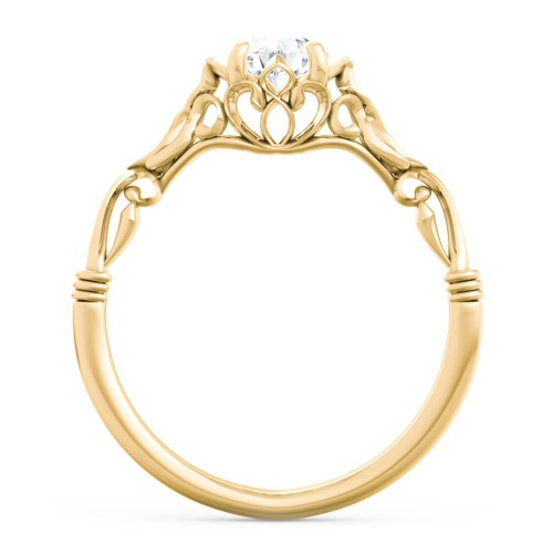 Vintage Solitaire Engagement Ring with Filigree and Infinity Designs – 10K Yellow Gold