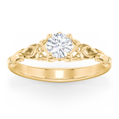 Vintage Solitaire Engagement Ring with Filigree and Infinity Designs – 10K Yellow Gold