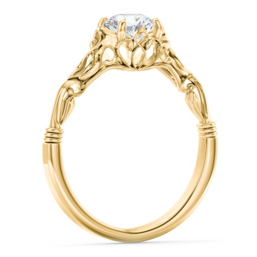 Vintage Solitaire Engagement Ring with Filigree and Infinity Designs – 10K Yellow Gold