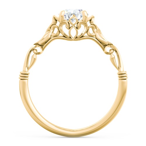 Vintage Solitaire Engagement Ring with Filigree and Infinity Designs – 10K Yellow Gold