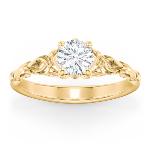 Vintage Solitaire Engagement Ring with Filigree and Infinity Designs – 10K Yellow Gold
