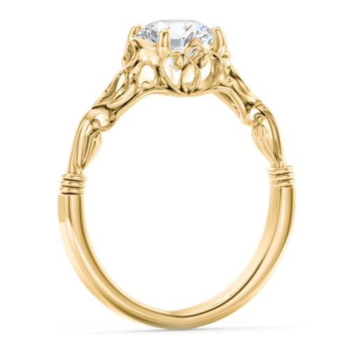 Vintage Solitaire Engagement Ring with Filigree and Infinity Designs – 10K Yellow Gold