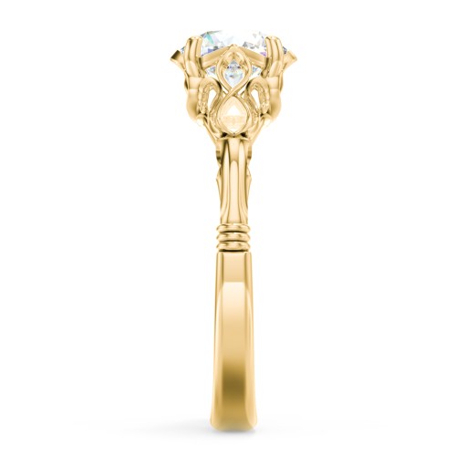 Vintage Solitaire Engagement Ring with Filigree and Infinity Designs – 10K Yellow Gold