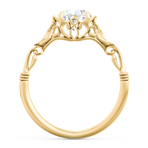 Vintage Solitaire Engagement Ring with Filigree and Infinity Designs – 10K Yellow Gold