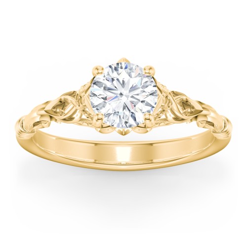Vintage Solitaire Engagement Ring with Filigree and Infinity Designs – 10K Yellow Gold