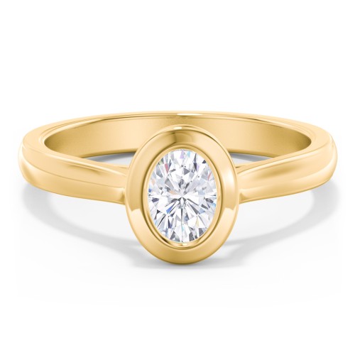 Modern Solitaire Engagement Ring with Bezel Setting – 10K Yellow Gold