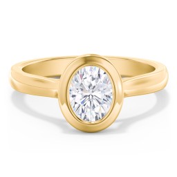 Modern Solitaire Engagement Ring with Bezel Setting in 10K Solid Yellow Gold