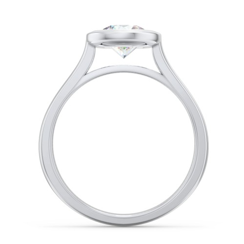 Modern Solitaire Engagement Ring with Bezel Setting – 14K White Gold