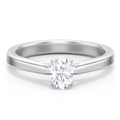 Classic Solitaire Engagement Ring with Peek-a-Boo Accent Diamond – 14K White Gold with Diamond
