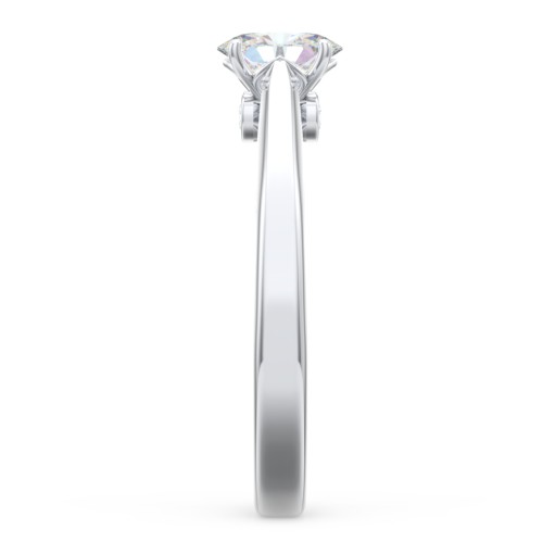 Classic Solitaire Engagement Ring with Peek-a-Boo Accent Diamond – 14K White Gold with Diamond