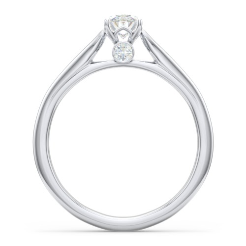 Classic Solitaire Engagement Ring with Peek-a-Boo Accent Diamond – 14K White Gold with Diamond