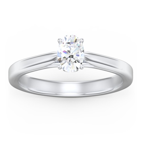 Classic Solitaire Engagement Ring with Peek-a-Boo Accent Diamond – 14K White Gold with Diamond