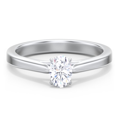 Classic Solitaire Engagement Ring with Peek-a-Boo Accent Diamond – 14K White Gold with Diamond