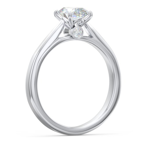 Classic Solitaire Engagement Ring with Peek-a-Boo Accent Diamond – 14K White Gold with Diamond