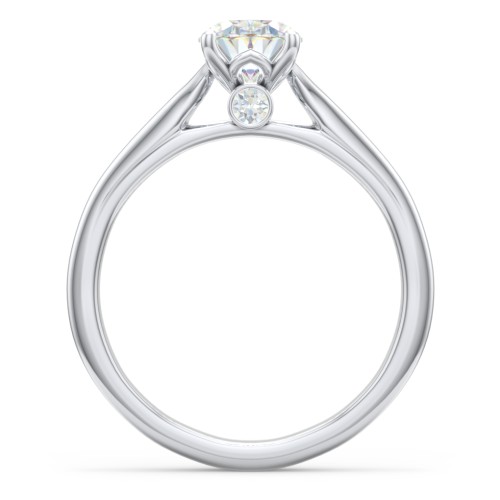 Classic Solitaire Engagement Ring with Peek-a-Boo Accent Diamond – 14K White Gold with Diamond